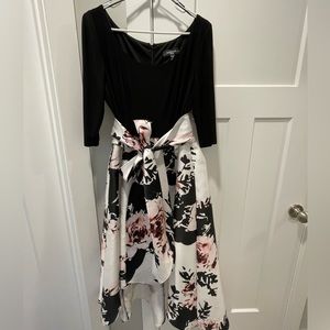 RM Richards High-Low Cocktail Dress Size 14 petite. Floral and black